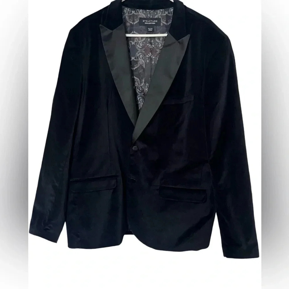 Structure Collection | Black Velvet Blazer